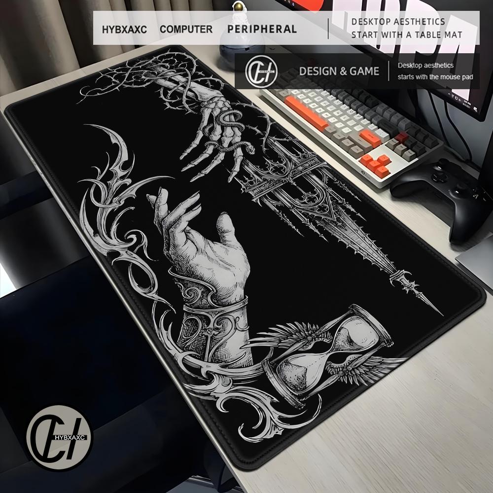 Gaming Accessories Aesthetic - Schwarz-weißes ästhetisches Mauspad, XXL, Gaming-Zubehör, Büro-Gamer-Tastaturmatte,